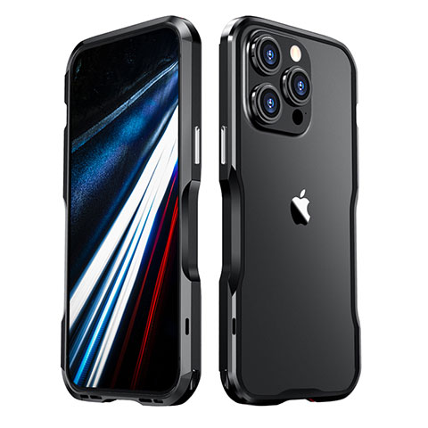 Funda Bumper Lujo Marco de Aluminio Carcasa LF3 para Apple iPhone 13 Pro Max Negro