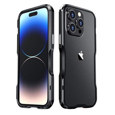 Funda Bumper Lujo Marco de Aluminio Carcasa LF3 para Apple iPhone 15 Pro Max Negro