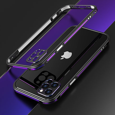 Funda Bumper Lujo Marco de Aluminio Carcasa N01 para Apple iPhone 12 Pro Morado