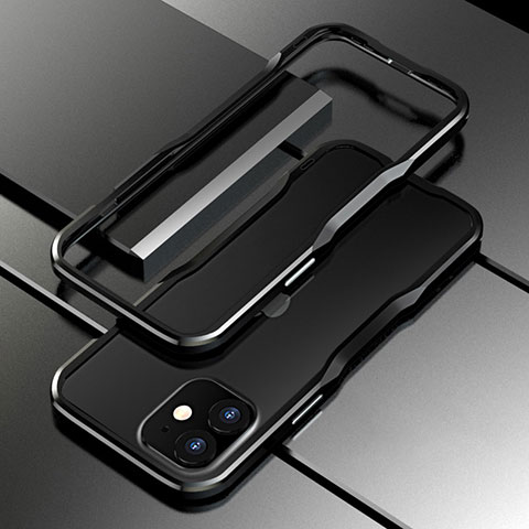 Funda Bumper Lujo Marco de Aluminio Carcasa N02 para Apple iPhone 12 Negro