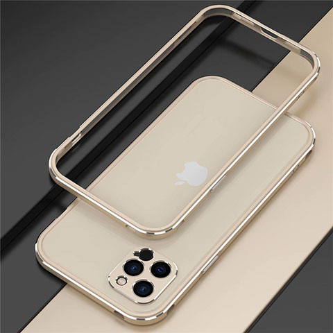 Funda Bumper Lujo Marco de Aluminio Carcasa N02 para Apple iPhone 12 Pro Max Oro