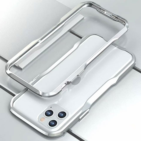 Funda Bumper Lujo Marco de Aluminio Carcasa para Apple iPhone 11 Pro Plata