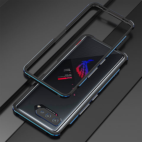 Funda Bumper Lujo Marco de Aluminio Carcasa para Asus ROG Phone 5 Pro Azul y Negro