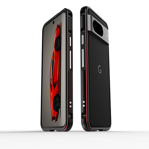 Funda Bumper Lujo Marco de Aluminio Carcasa para Google Pixel 8 5G Rojo y Negro