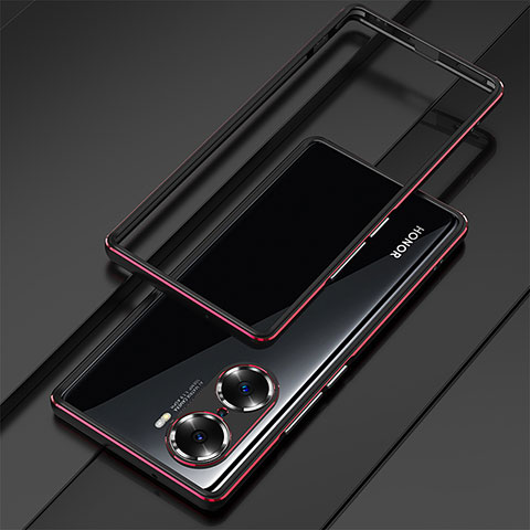 Funda Bumper Lujo Marco de Aluminio Carcasa para Huawei Honor 60 5G Rojo y Negro