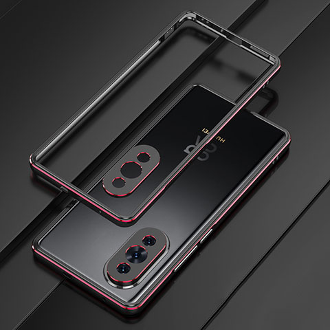 Funda Bumper Lujo Marco de Aluminio Carcasa para Huawei Nova 10 Pro Rojo y Negro