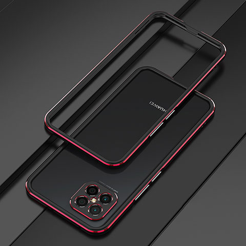 Funda Bumper Lujo Marco de Aluminio Carcasa para Huawei Nova 8 SE 4G Rojo y Negro