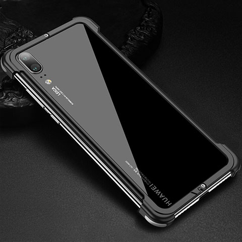 Funda Bumper Lujo Marco de Aluminio Carcasa para Huawei P20 Negro