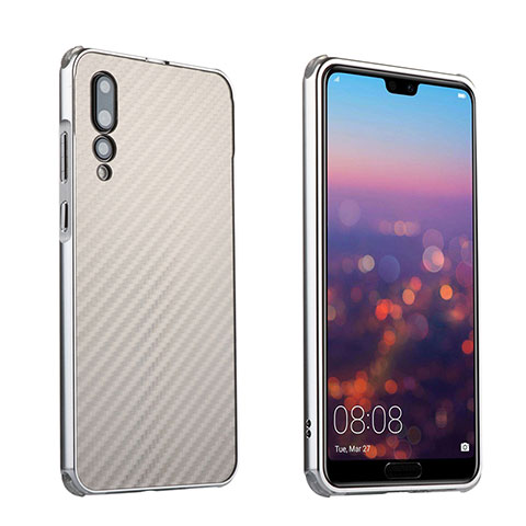 Funda Bumper Lujo Marco de Aluminio Carcasa para Huawei P20 Pro Plata