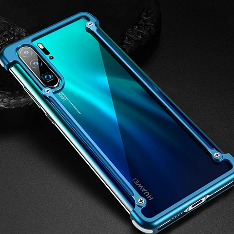 Funda Bumper Lujo Marco de Aluminio Carcasa para Huawei P30 Pro New Edition Azul