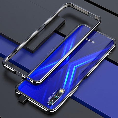 Funda Bumper Lujo Marco de Aluminio Carcasa para Huawei Y9 Prime (2019) Plata y Negro