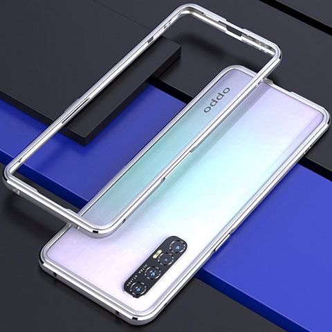 Funda Bumper Lujo Marco de Aluminio Carcasa para Oppo Find X2 Neo Plata