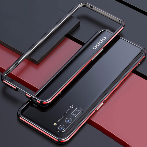 Funda Bumper Lujo Marco de Aluminio Carcasa para Oppo Reno3 Rojo