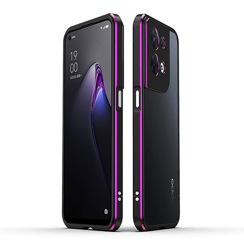 Funda Bumper Lujo Marco de Aluminio Carcasa para Oppo Reno8 5G Morado