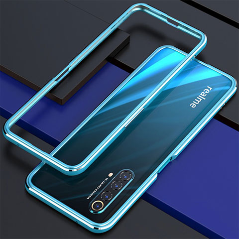 Funda Bumper Lujo Marco de Aluminio Carcasa para Realme X50m 5G Cian