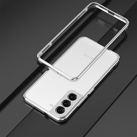 Funda Bumper Lujo Marco de Aluminio Carcasa para Samsung Galaxy S22 5G Plata