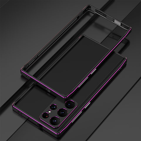 Funda Bumper Lujo Marco de Aluminio Carcasa para Samsung Galaxy S22 Ultra 5G Morado