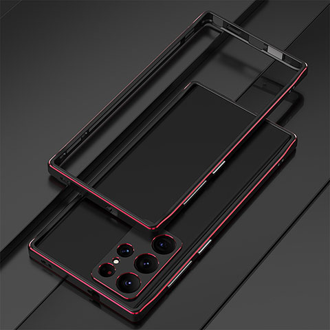 Funda Bumper Lujo Marco de Aluminio Carcasa para Samsung Galaxy S24 Ultra 5G Rojo y Negro