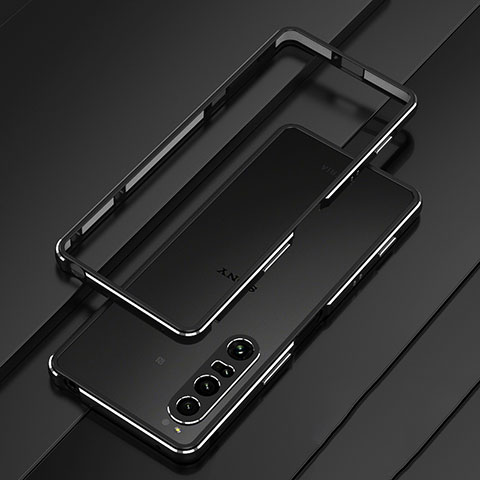 Funda Bumper Lujo Marco de Aluminio Carcasa para Sony Xperia 1 IV Negro