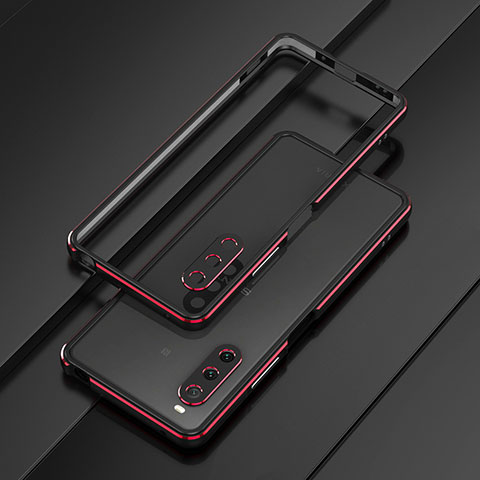 Funda Bumper Lujo Marco de Aluminio Carcasa para Sony Xperia 10 V Rojo y Negro