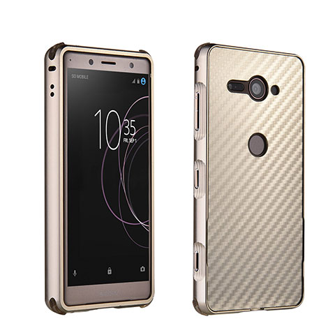 Funda Bumper Lujo Marco de Aluminio Carcasa para Sony Xperia XZ2 Compact Oro