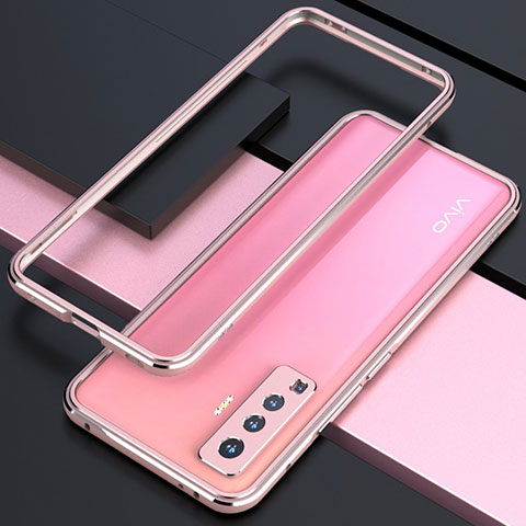 Funda Bumper Lujo Marco de Aluminio Carcasa para Vivo X50 5G Rosa