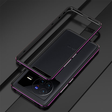 Funda Bumper Lujo Marco de Aluminio Carcasa para Vivo X80 Pro 5G Morado