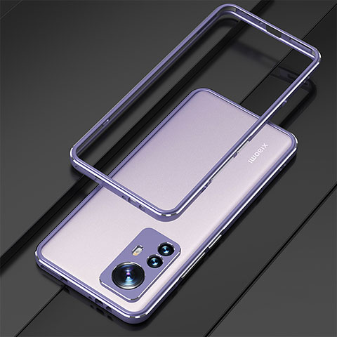 Funda Bumper Lujo Marco de Aluminio Carcasa para Xiaomi Mi 12S 5G Purpura Claro