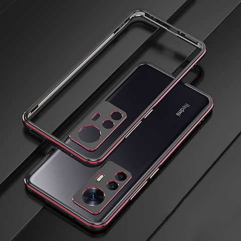 Funda Bumper Lujo Marco de Aluminio Carcasa para Xiaomi Mi 12T 5G Rojo y Negro