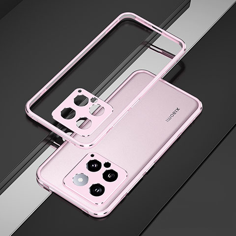 Funda Bumper Lujo Marco de Aluminio Carcasa para Xiaomi Mi 14 5G Oro Rosa