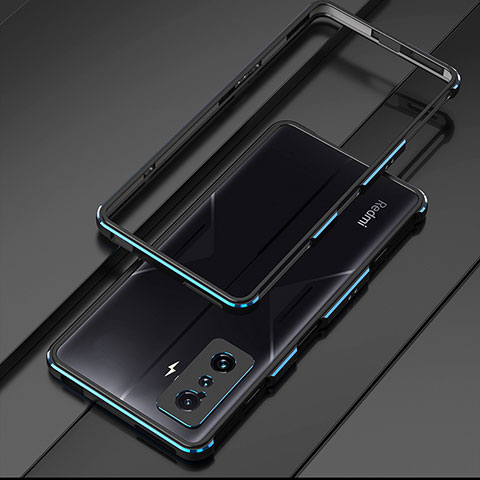 Funda Bumper Lujo Marco de Aluminio Carcasa para Xiaomi Poco F4 GT 5G Azul y Negro