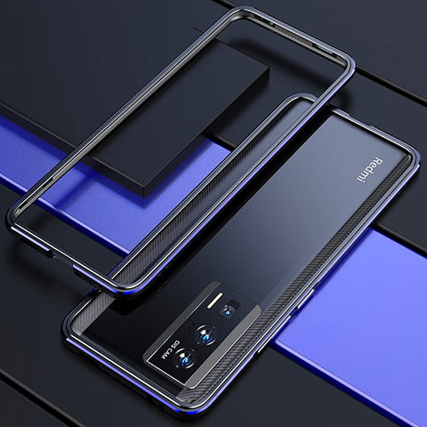 Funda Bumper Lujo Marco de Aluminio Carcasa para Xiaomi Redmi K60 Pro 5G Azul y Negro