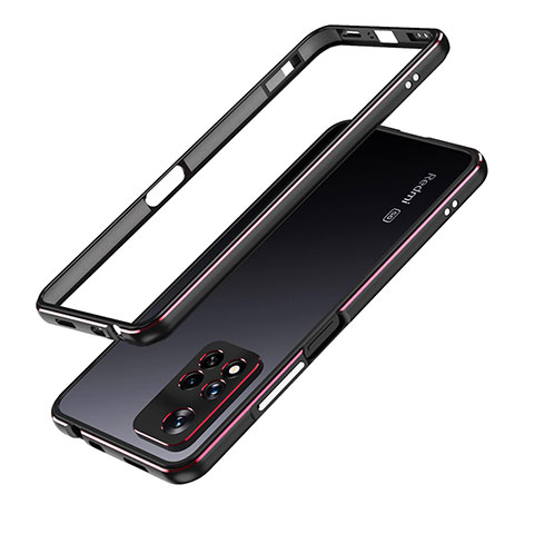 Funda Bumper Lujo Marco de Aluminio Carcasa para Xiaomi Redmi Note 11 Pro+ Plus 5G Rojo y Negro