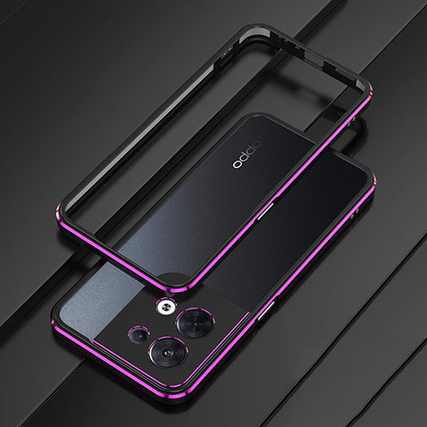 Funda Bumper Lujo Marco de Aluminio Carcasa S01 para Oppo Reno8 5G Morado