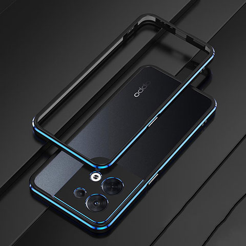 Funda Bumper Lujo Marco de Aluminio Carcasa S01 para Oppo Reno9 5G Azul y Negro