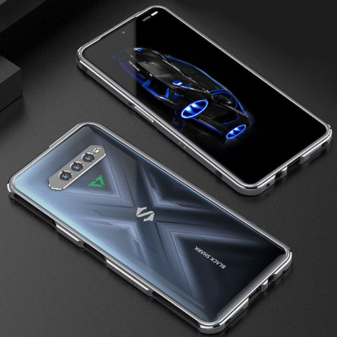 Funda Bumper Lujo Marco de Aluminio Carcasa S01 para Xiaomi Black Shark 4S Pro 5G Plata