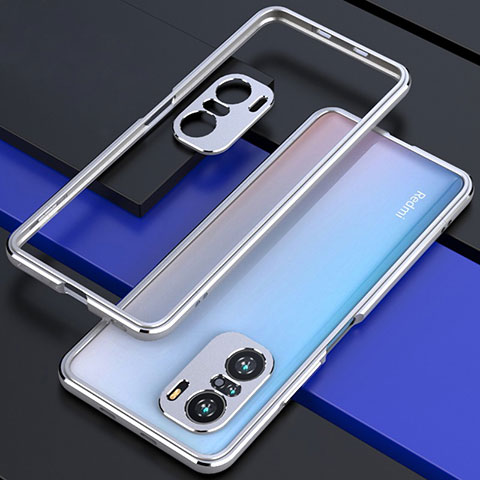 Funda Bumper Lujo Marco de Aluminio Carcasa S01 para Xiaomi Mi 11X 5G Plata