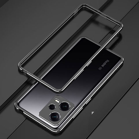 Funda Bumper Lujo Marco de Aluminio Carcasa S01 para Xiaomi Redmi Note 12 Explorer Negro