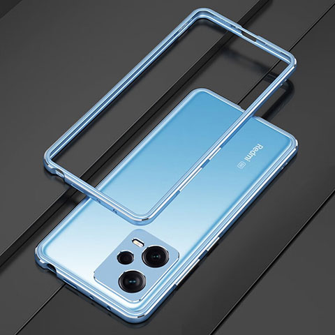 Funda Bumper Lujo Marco de Aluminio Carcasa S01 para Xiaomi Redmi Note 12 Pro 5G Azul