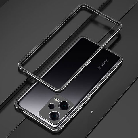 Funda Bumper Lujo Marco de Aluminio Carcasa S01 para Xiaomi Redmi Note 12 Pro 5G Negro