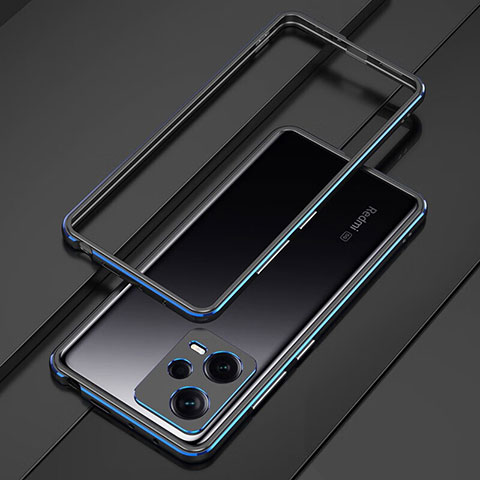 Funda Bumper Lujo Marco de Aluminio Carcasa S01 para Xiaomi Redmi Note 12 Pro+ Plus 5G Azul y Negro