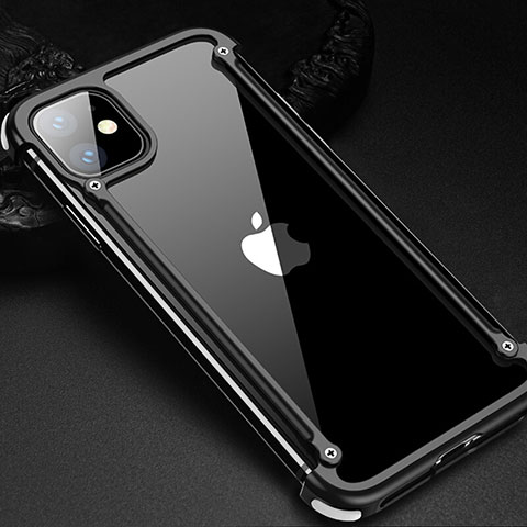 Funda Bumper Lujo Marco de Aluminio Carcasa T01 para Apple iPhone 11 Negro