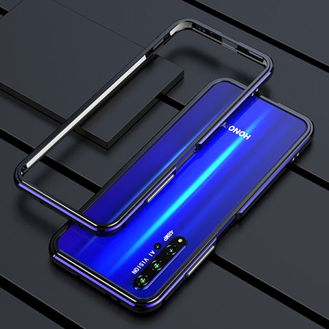 Funda Bumper Lujo Marco de Aluminio Carcasa T01 para Huawei Honor 20 Azul y Negro