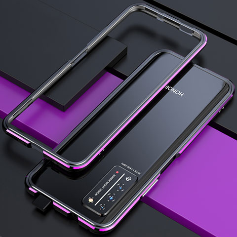 Funda Bumper Lujo Marco de Aluminio Carcasa T01 para Huawei Honor X10 5G Morado y Negro