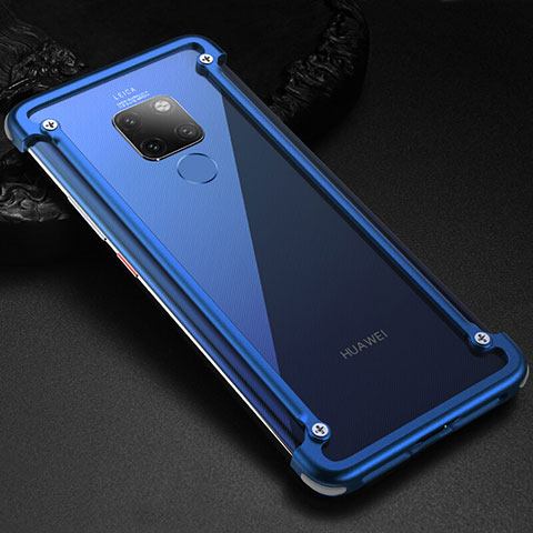 Funda Bumper Lujo Marco de Aluminio Carcasa T01 para Huawei Mate 20 X 5G Azul