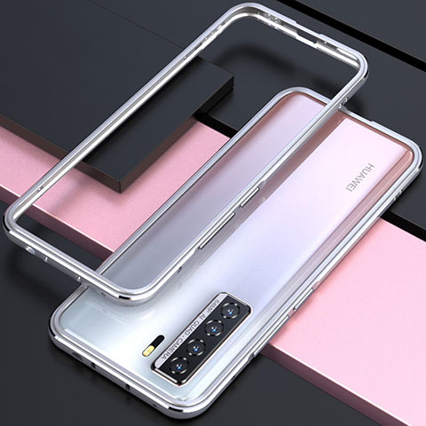 Funda Bumper Lujo Marco de Aluminio Carcasa T01 para Huawei Nova 7 SE 5G Plata