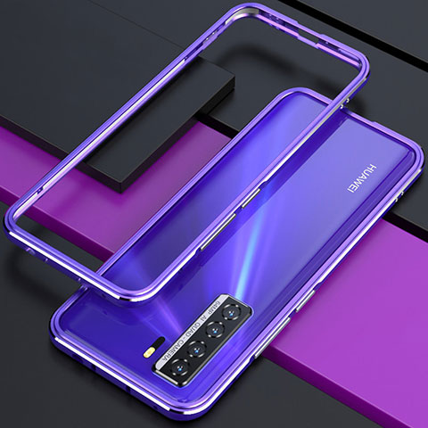 Funda Bumper Lujo Marco de Aluminio Carcasa T01 para Huawei P40 Lite 5G Morado