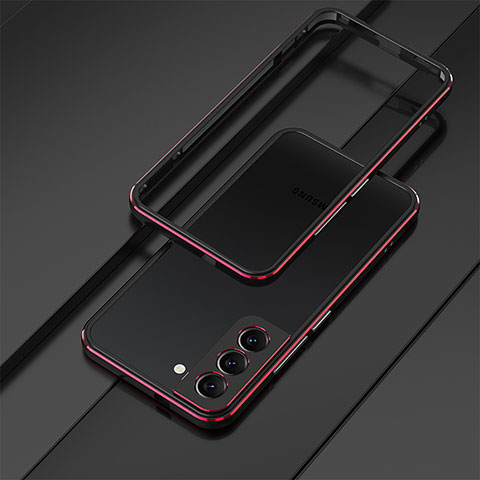 Funda Bumper Lujo Marco de Aluminio Carcasa T01 para Samsung Galaxy S21 5G Rojo y Negro