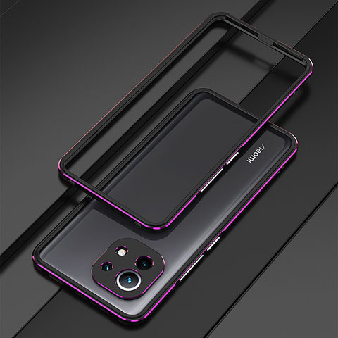 Funda Bumper Lujo Marco de Aluminio Carcasa T01 para Xiaomi Mi 11 Lite 4G Morado