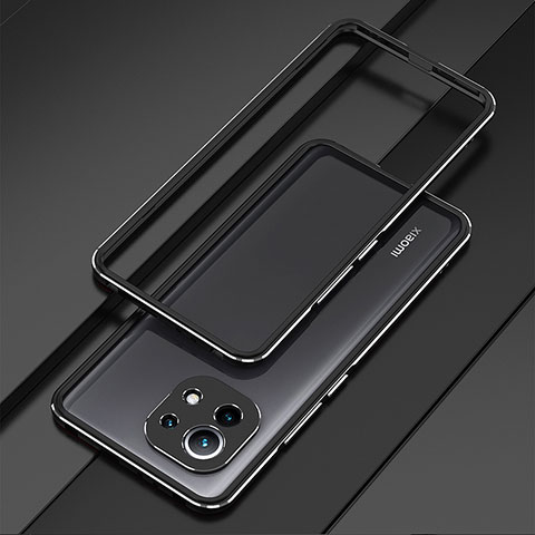 Funda Bumper Lujo Marco de Aluminio Carcasa T01 para Xiaomi Mi 11 Lite 4G Negro